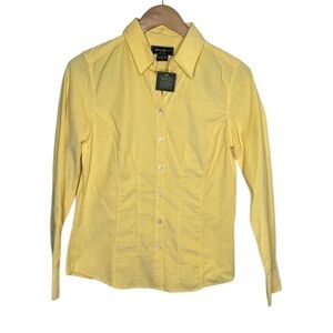 New Eddie Bauer Yellow Corduroy Button Long Sleeve Shirt Women Size S BLEMISH